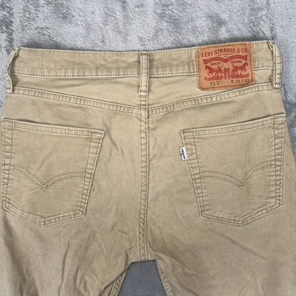 Levis 513 Pants Mens 29x32 Tan Corduroy Slim Straight Stretch
